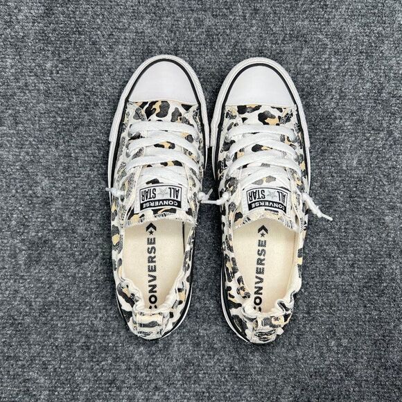 Converse Shoreline Shoes Women's 7 White Cheetah Print Chuck Taylor All Star Low - Picture 8 of 11